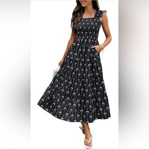 Ecowish Black and White Bow Maxi Dress — NWT XL